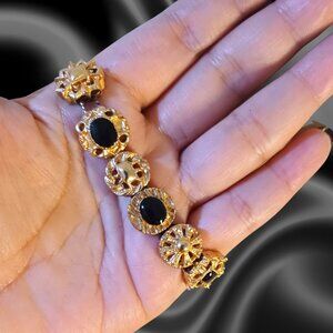 Vintage Black and Gold Toned Bracelet